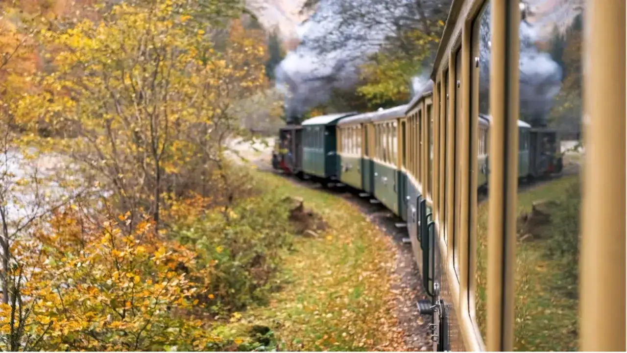 Un viaggio su uno dei treni panoramici Italia, tra i colori autunnali e il fumo che sale.