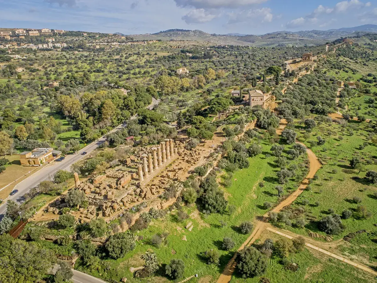 Valle dei Templi, Agrigento: rovine antiche tra ulivi e colline verdi, un luogo imperdibile tra le cose da vedere ad Agrigento.