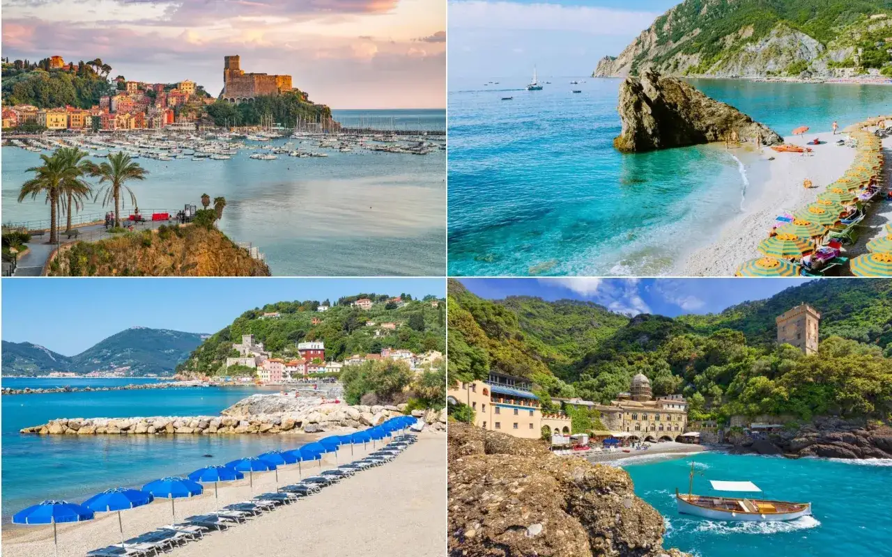 Quattro scorci del mare più bello della Liguria: borghi, castelli, spiagge dorate e acque cristalline.